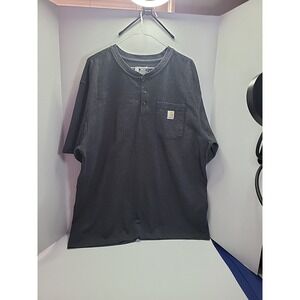 Carhartt Henley T Shirt Adult X Large Gray Loose Fit Short Sleeve K84 026 Mens